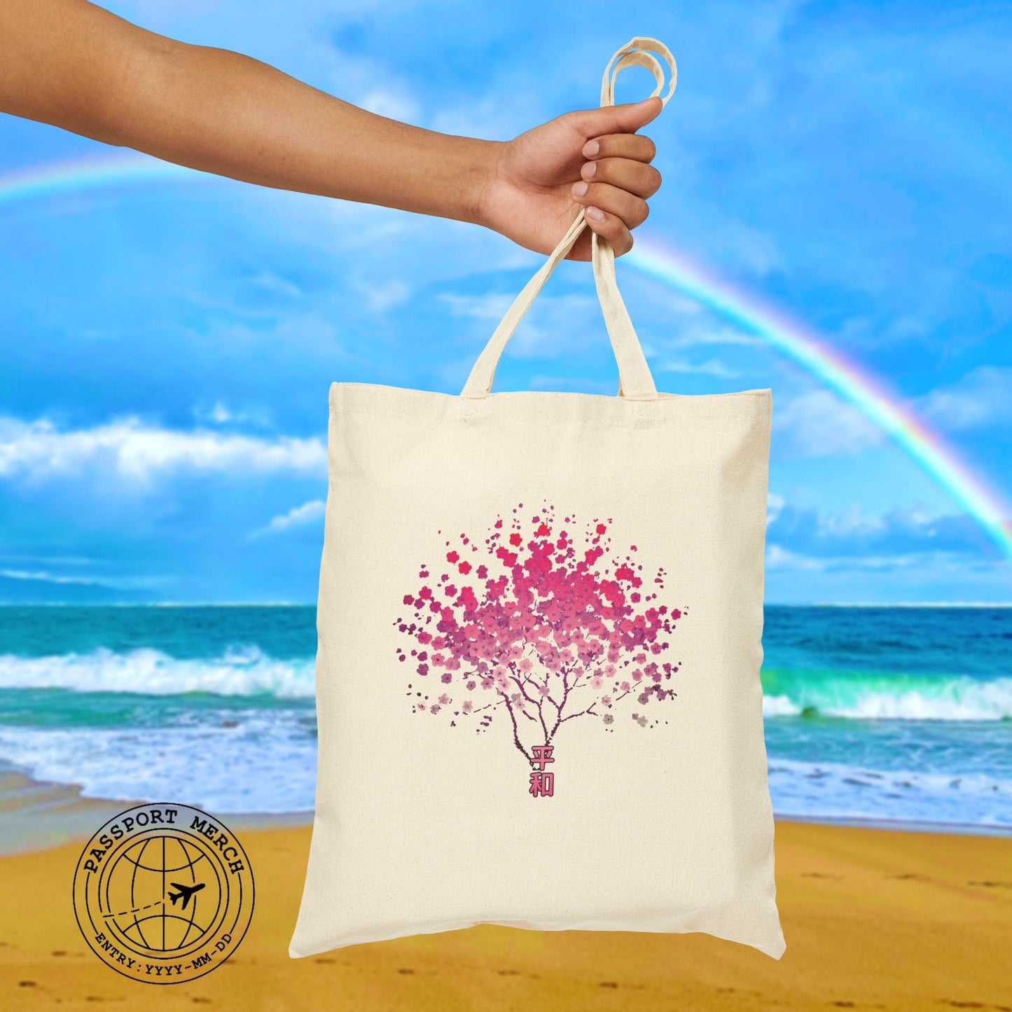 Cherry Blossoms Growing from Peace Japan Tote Bag