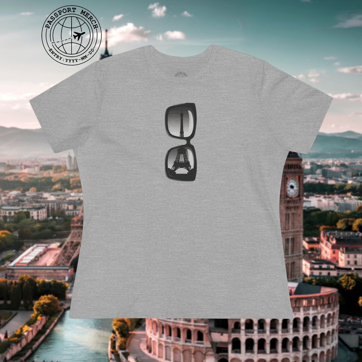 Reflections of the Eiffel Tower, Paris France, Womens Fit T-Shirt