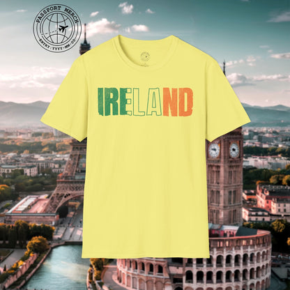 Vintage Ireland Patriotism Letter Flag T-Shirt