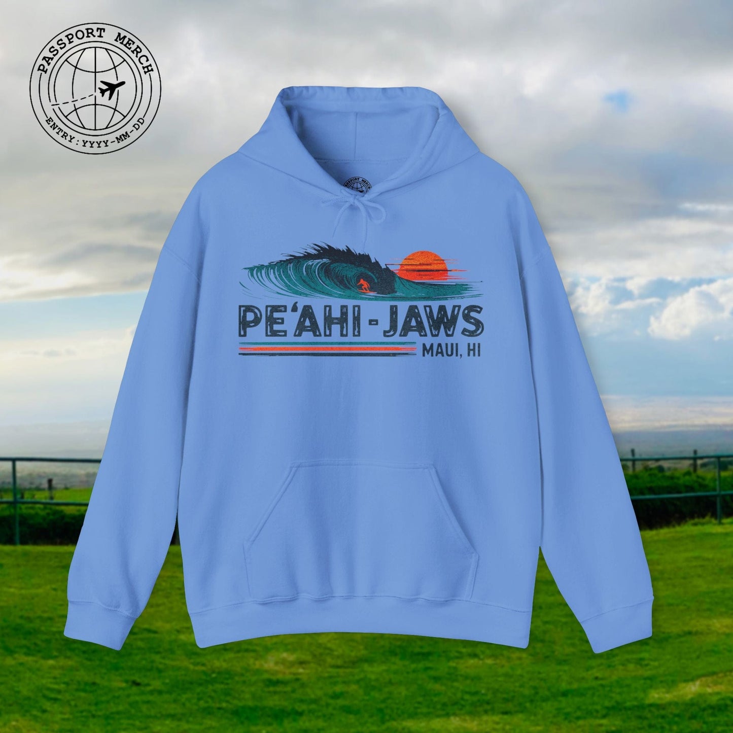 Peahi Jaws, Maui, Hawaii - Vibrant Surf Retro Hoodie