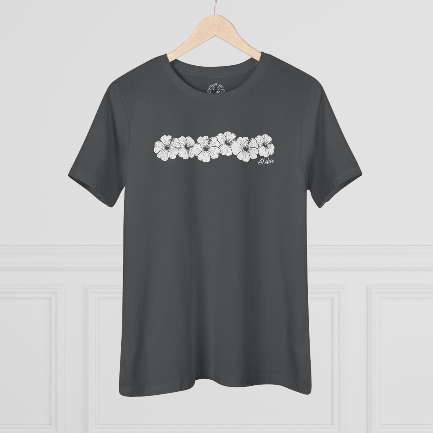 Monochrome Hibiscus, Hawaii, Womens Fit T-Shirt