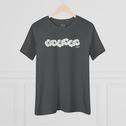 Monochrome Hibiscus, Hawaii, Womens Fit T-Shirt