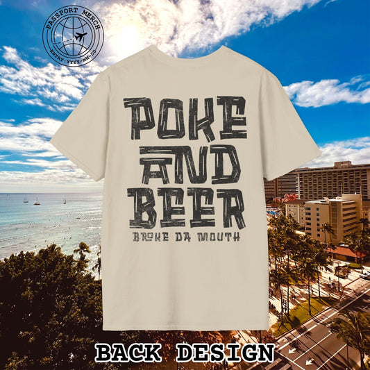 Poke and Beer, Hawaii, Back Print T-Shirt