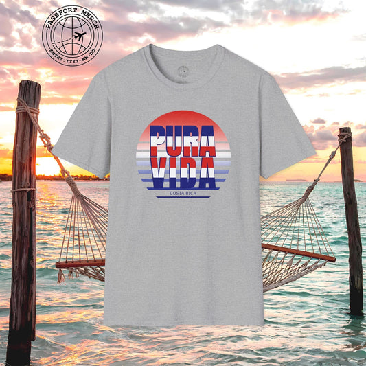 Pura Vida Patriotism Costa Rica Letter Flag T-Shirt