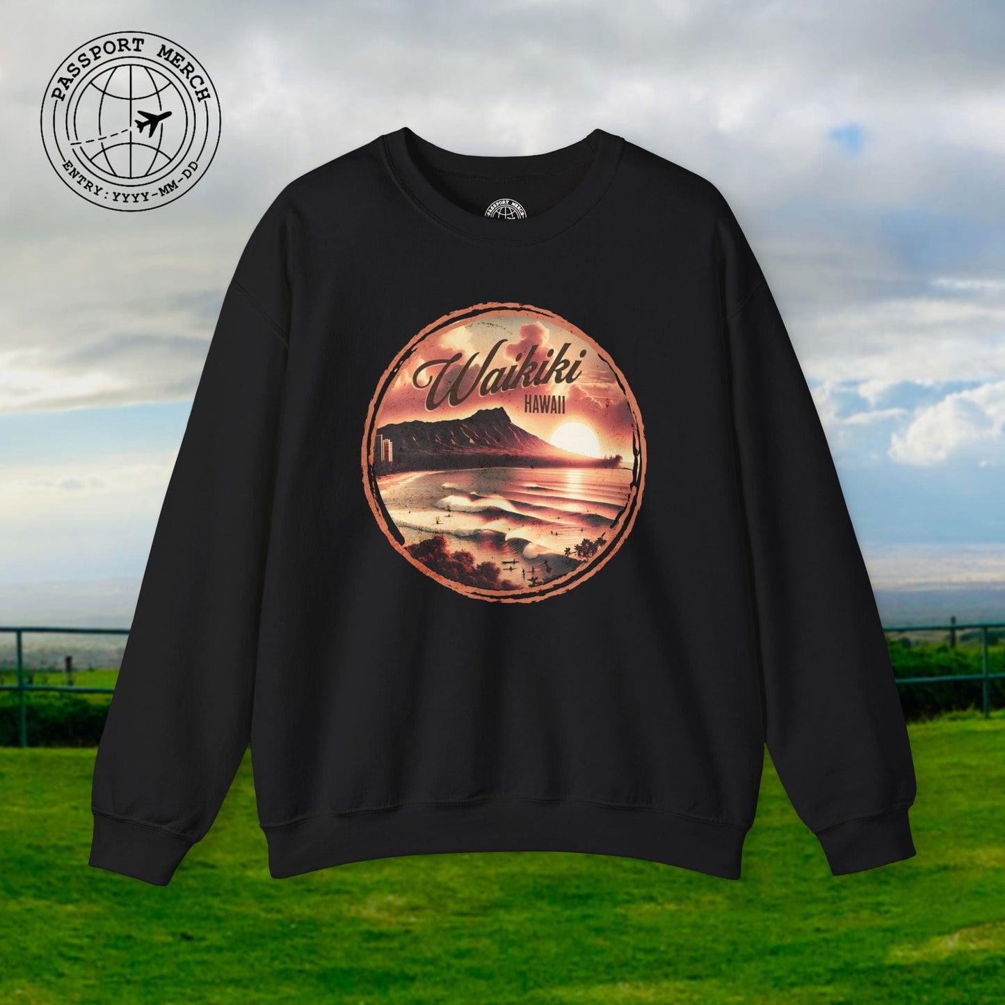 Vintage Nostalgia, Waikiki, Hawaii Crewneck