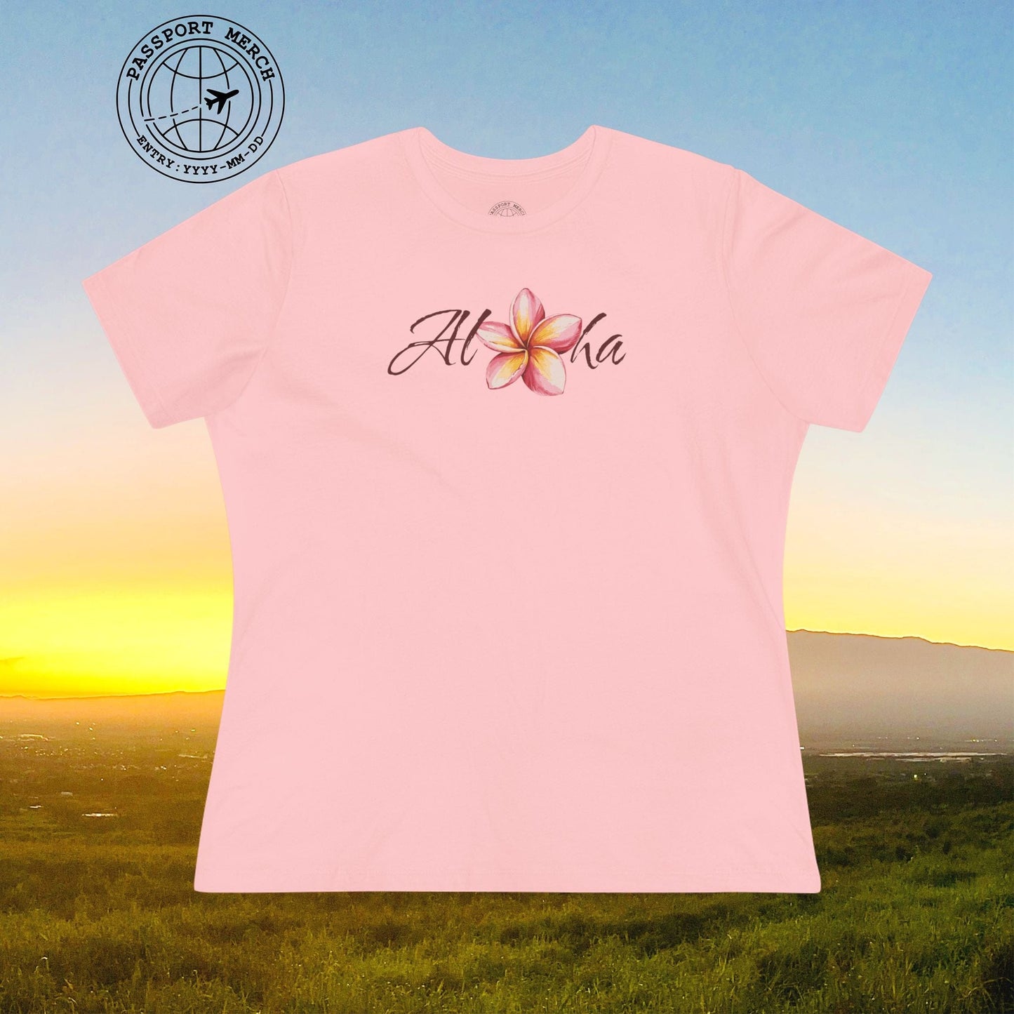 Aloha Watercolor Plumeria, Hawaii, Womens Fit T-Shirt
