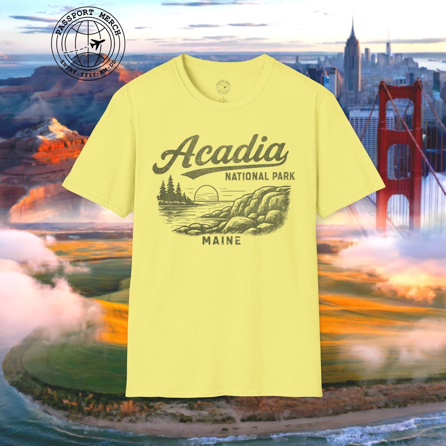 Acadia National Park Vintage Monochrome, Maine T-Shirt