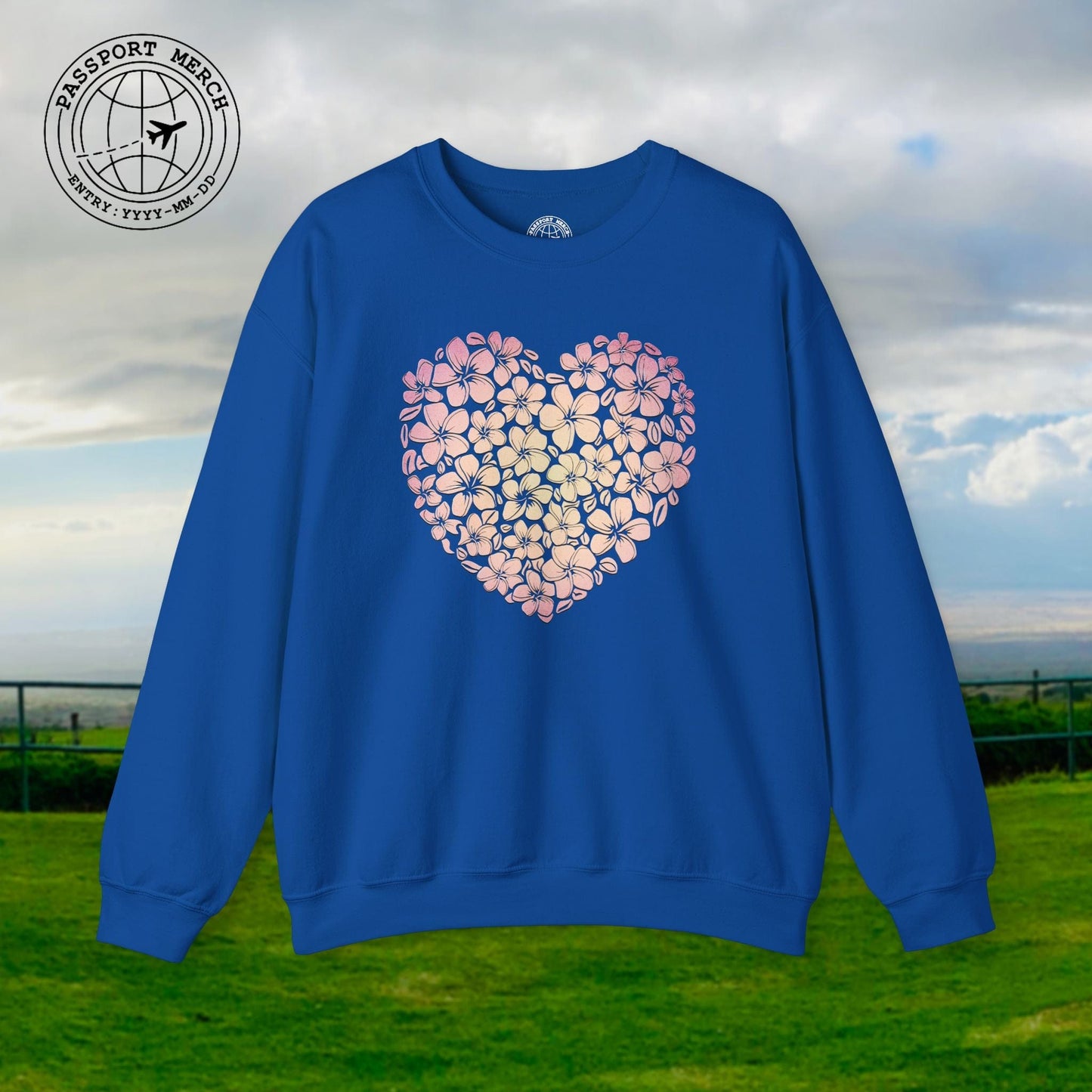 Hawaiian Plumeria Heart Crewneck