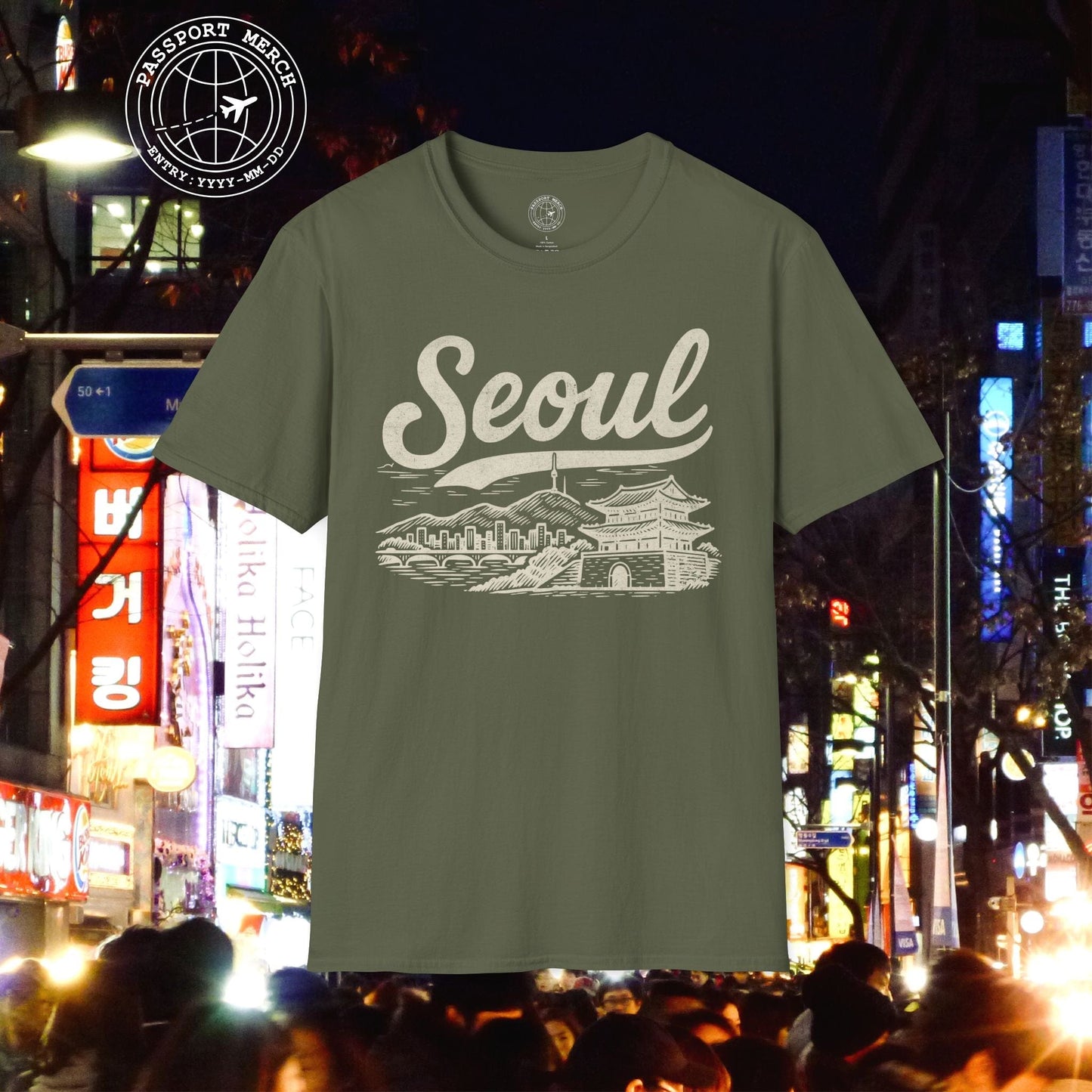 Monochrome Dreams of Seoul Korea T-Shirt