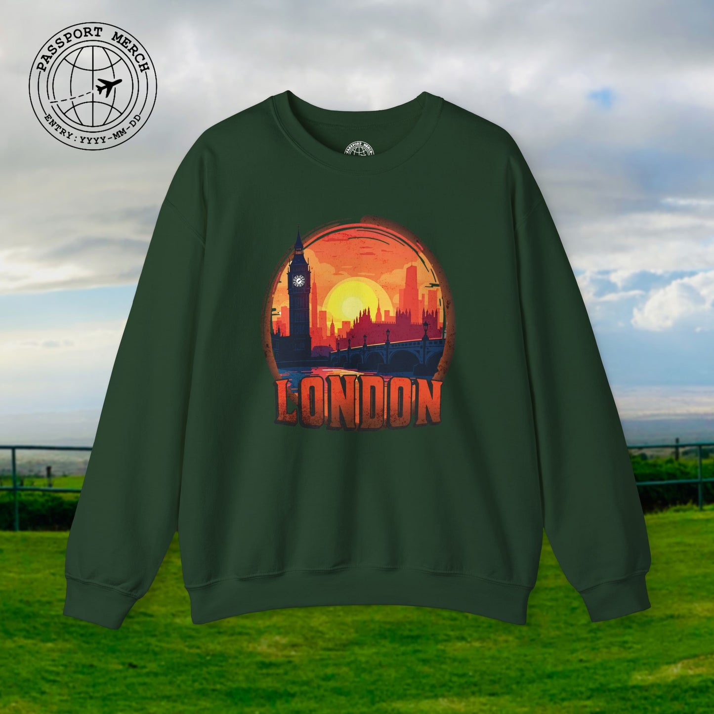 Vintage Big Ben Sunset, London, England Crewneck