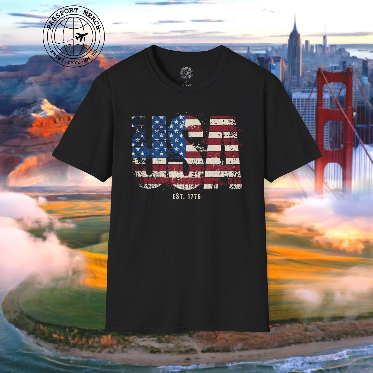Vintage Distressed USA Letter Flag T-Shirt