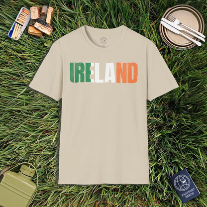 Vintage Ireland Patriotism Letter Flag T-Shirt