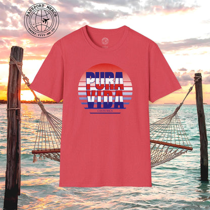 Pura Vida Patriotism Costa Rica Letter Flag T-Shirt