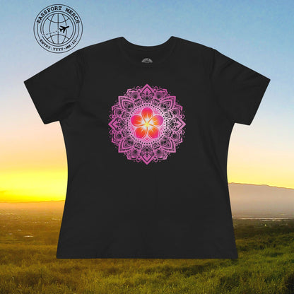 Hawaiian Plumeria Mandala, Womens Fit T-Shirt