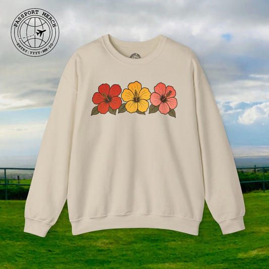 Three Vintage Hibiscus, Hawaii Crewneck