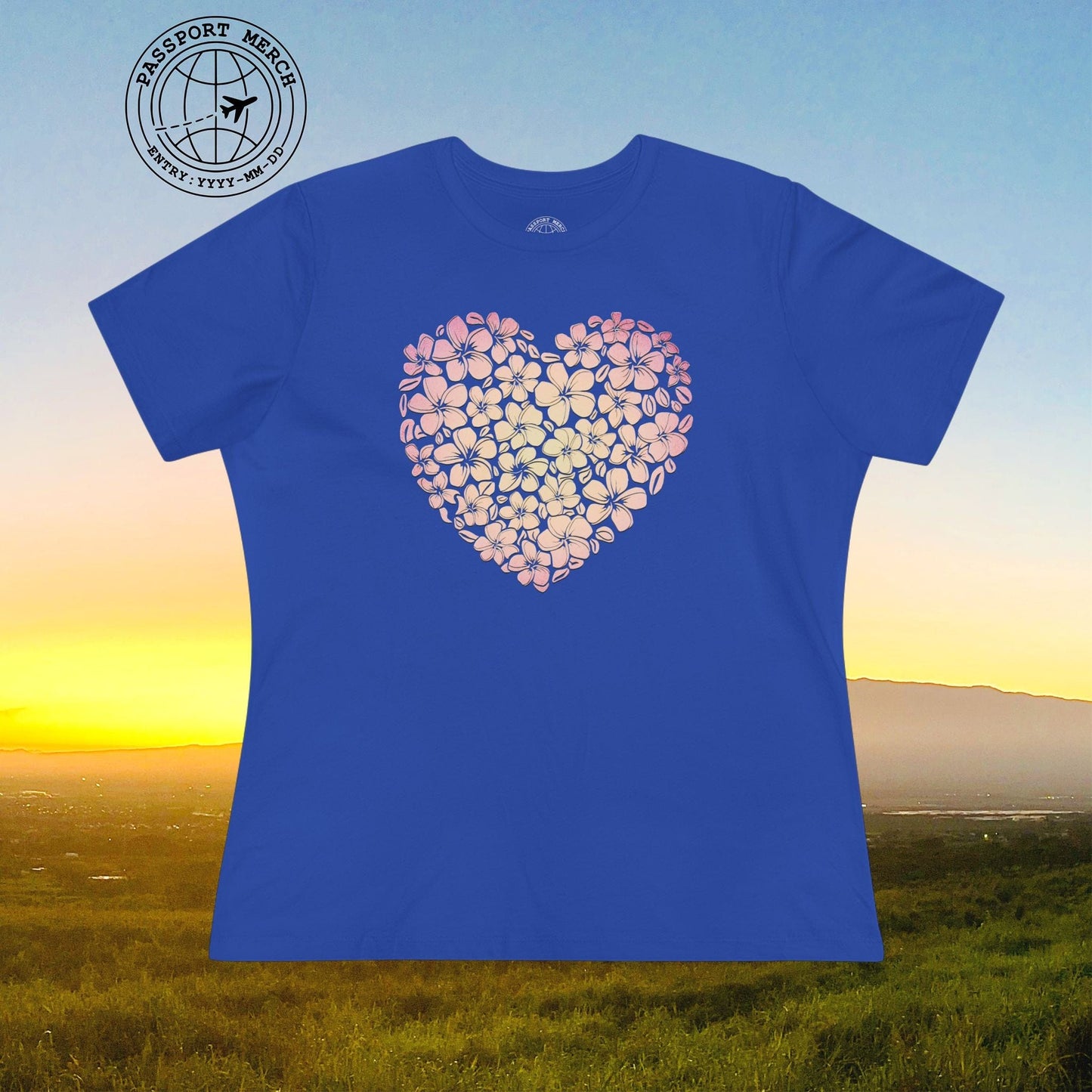 Hawaiian Plumeria Heart, Womens Fit T-Shirt