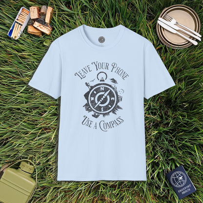 Leave Your Phone Use a Compass Camping Hiking T-Shirt