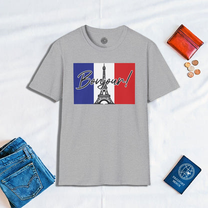 Bonjour Eiffel Tower Paris France T-Shirt