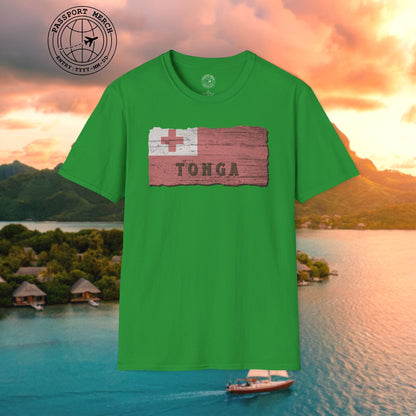 Kingdom of Tonga Woodworked Flag T-Shirt