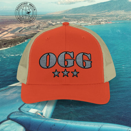 Classic Military, Kahului Hawaii Airport Code (OGG) Embroidered Trucker Hat