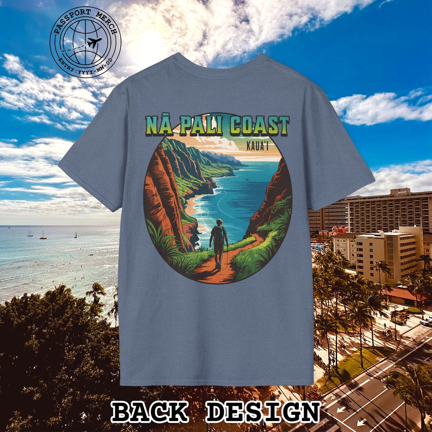 Napali Coast, Kauai, Hawaii, Back Print T-Shirt