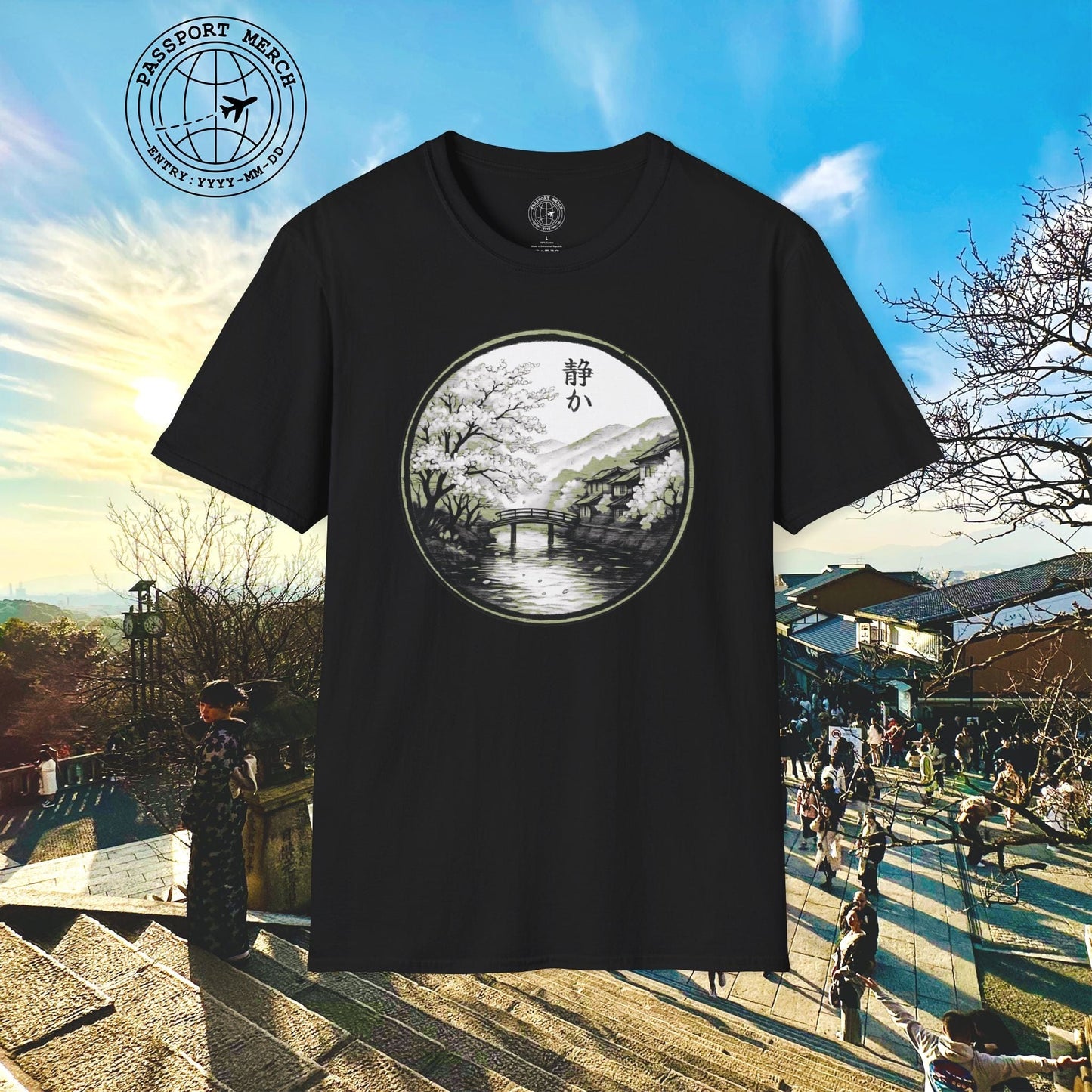 Monochrome Shizuka (Tranquil), Japan T-Shirt