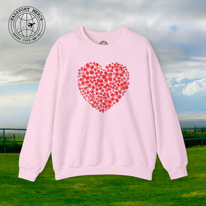 Valentine's Hawaiian Plumeria Heart Crewneck