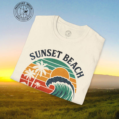 Sunset Beach, Oahu, Hawaii - Vibrant Wave Retro T-Shirt