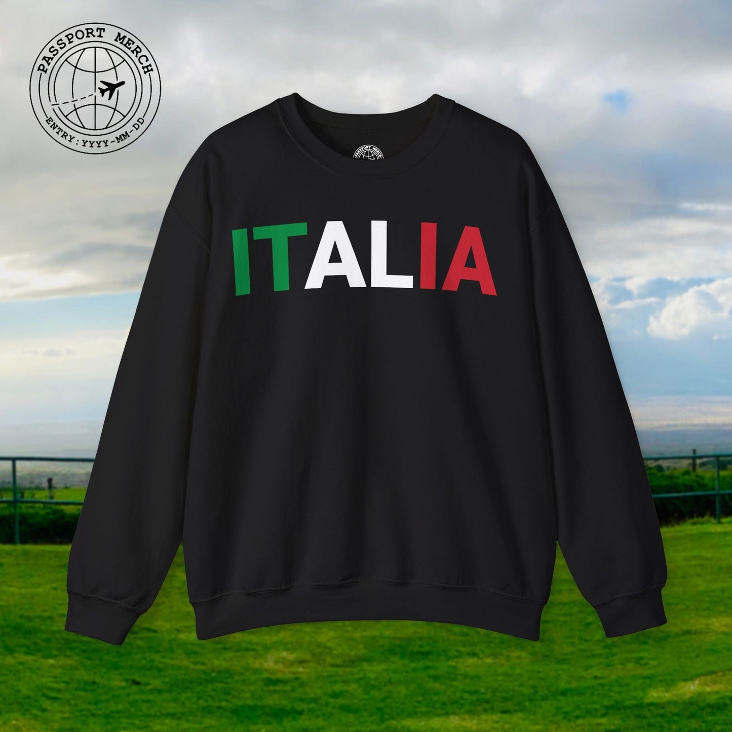 Italia Patriotism Italy Letter Flag Crewneck
