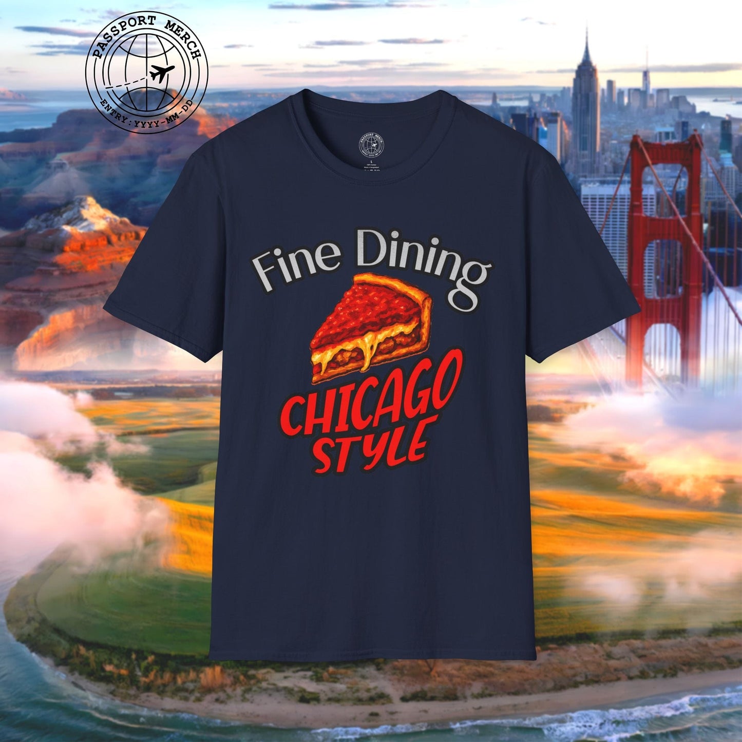 Deep Dish Pizza Fine Dining Chicago Style, Illinois T-Shirt