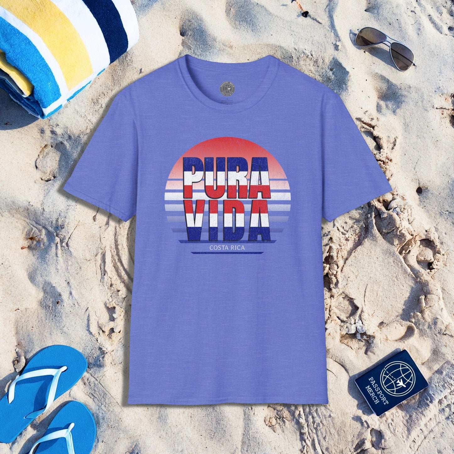 Pura Vida Patriotism Costa Rica Letter Flag T-Shirt