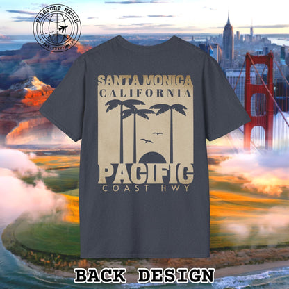 Santa Monica California PCH, Back Print T-Shirt