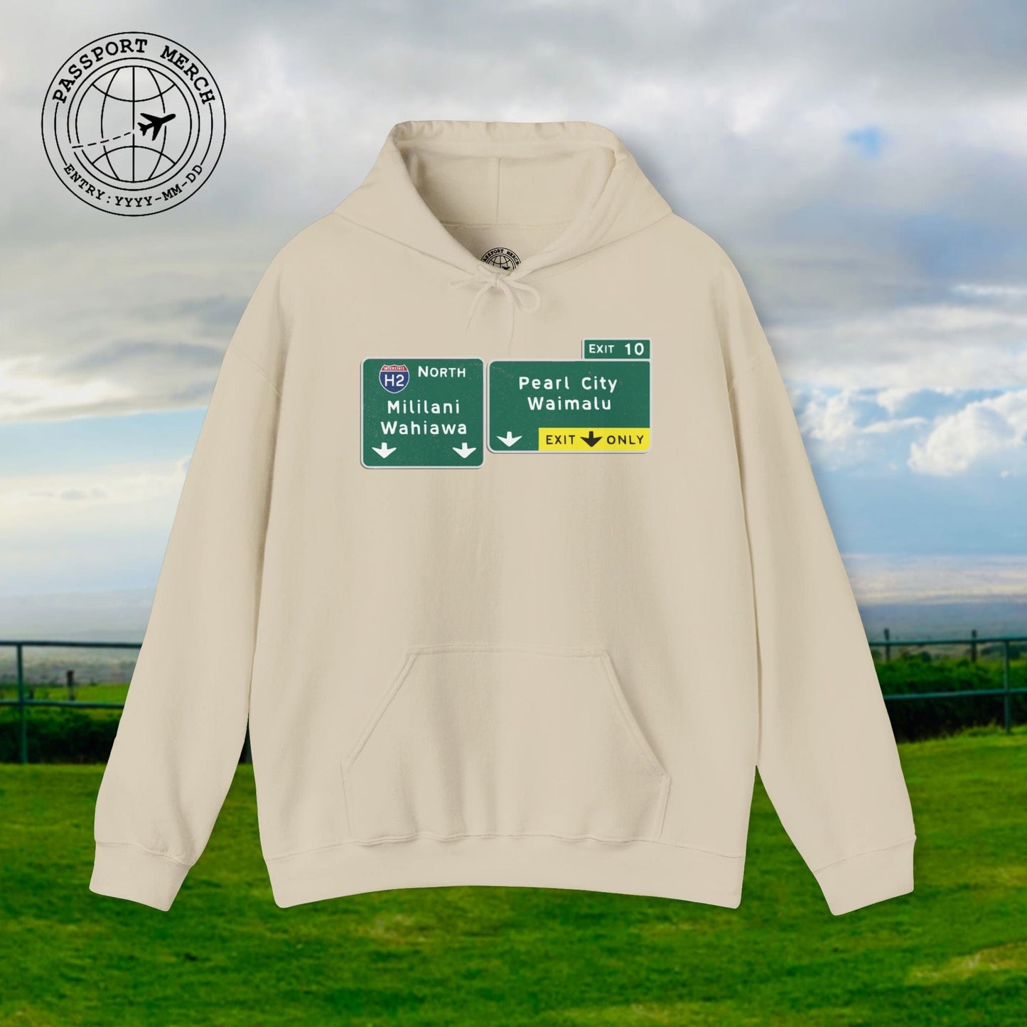 Signs of Wanderlust, Pearl City/Waimalu Exit 10, Hawaii Hoodie