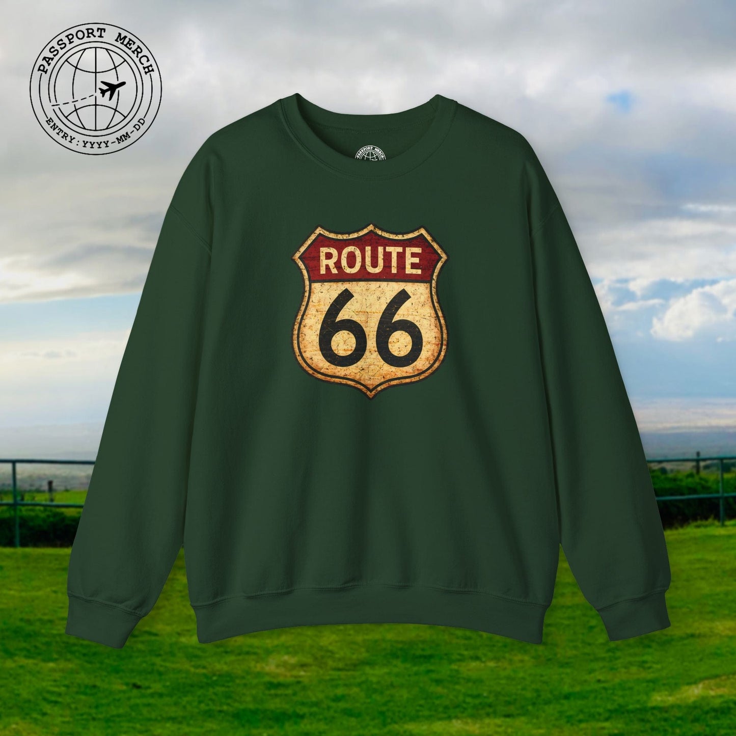 Signs of Wanderlust, Vintage Route 66, USA Crewneck