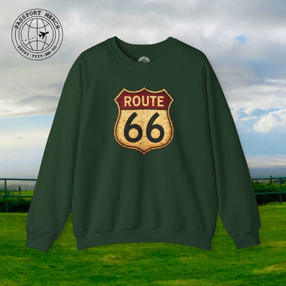 Signs of Wanderlust, Vintage Route 66, USA Crewneck