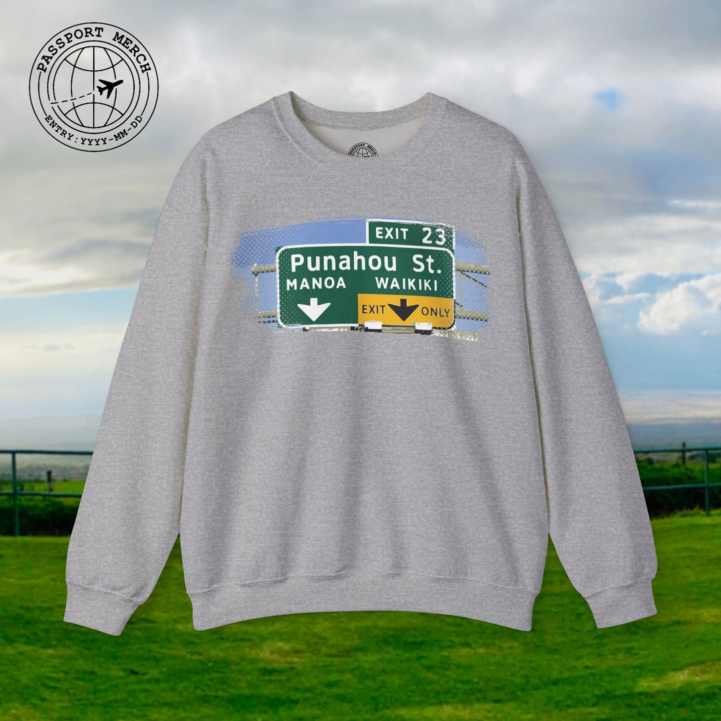 Signs of Wanderlust, Waikiki, Exit Only, Hawaii Crewneck