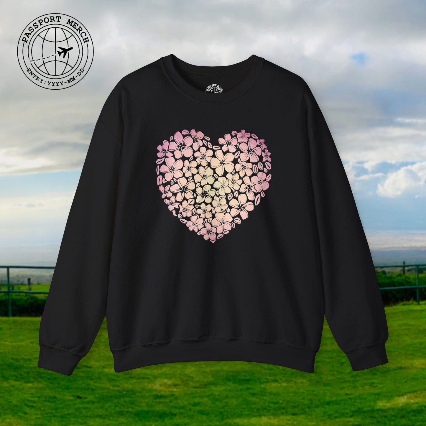 Hawaiian Plumeria Heart Crewneck