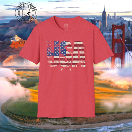 Vintage Distressed USA Letter Flag T-Shirt
