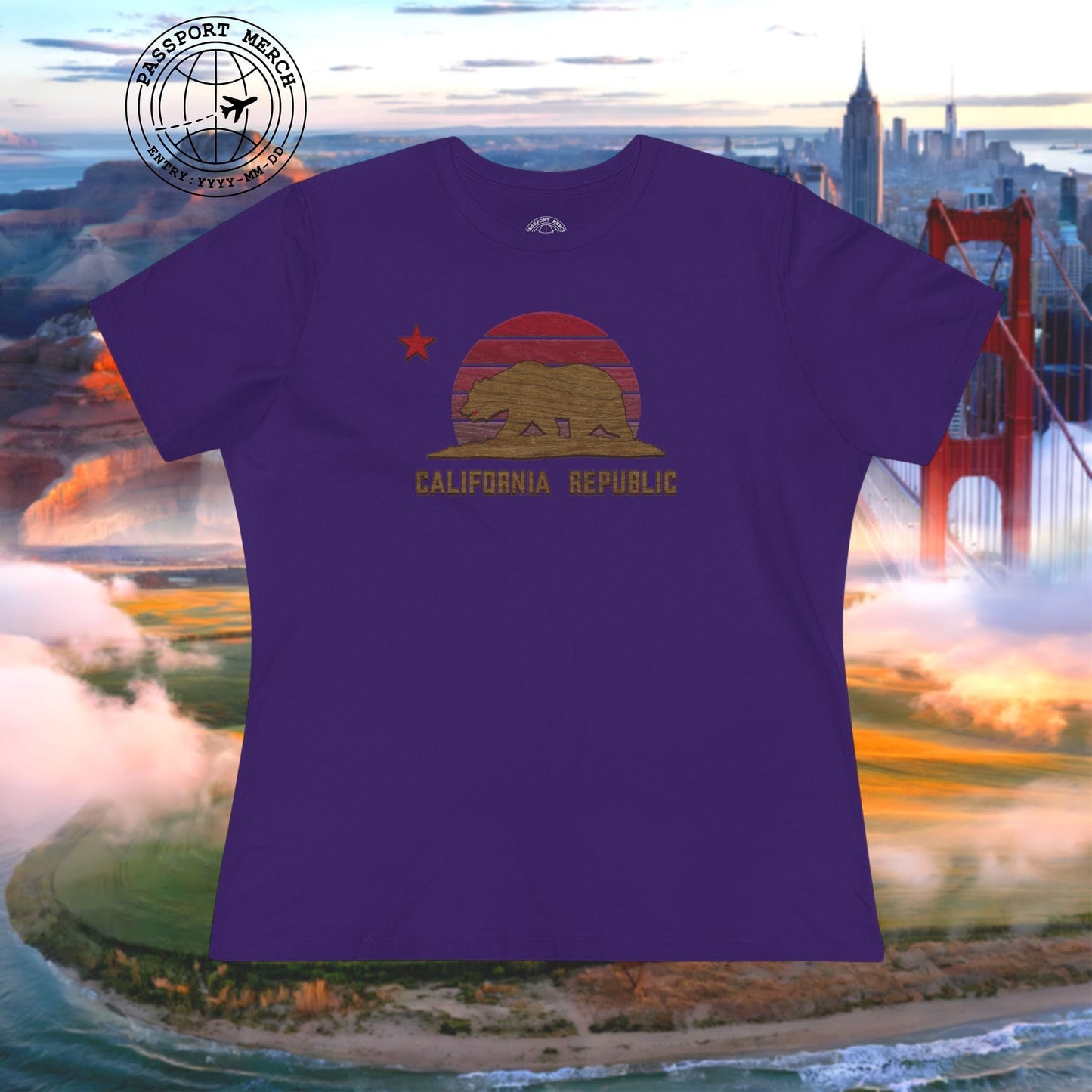 Woodworked Flag of California, Womens Fit T-Shirt