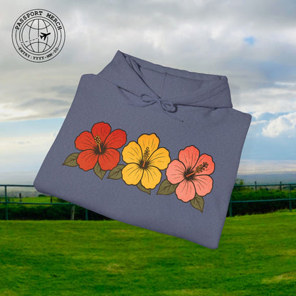 Three Vintage Hibiscus, Hawaii Hoodie