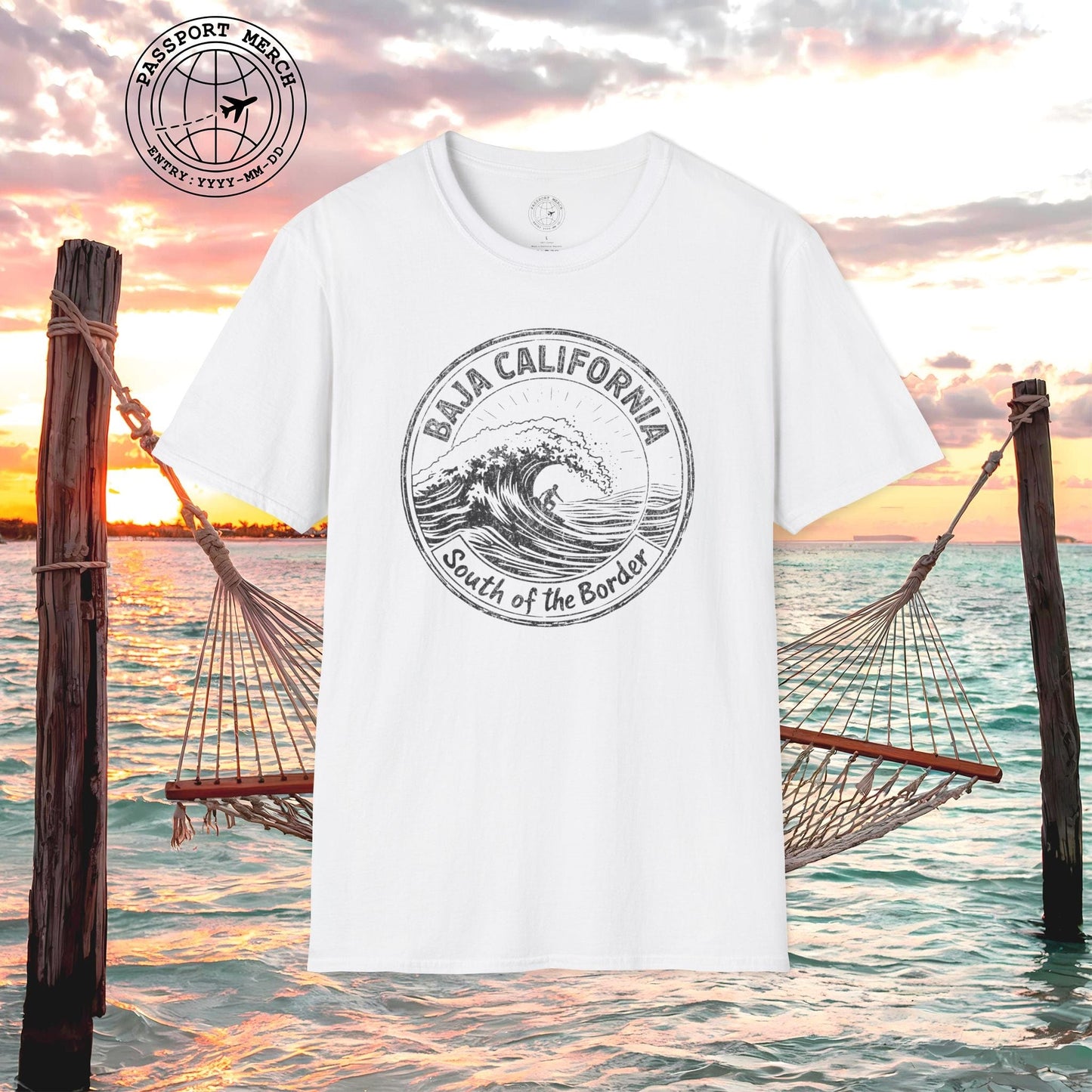 Surf South of the Border, Baja California, Mexico T-Shirt