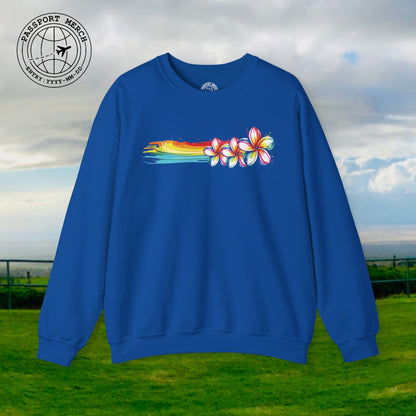 Neon Art Plumeria Rainbow, Hawaii Crewneck