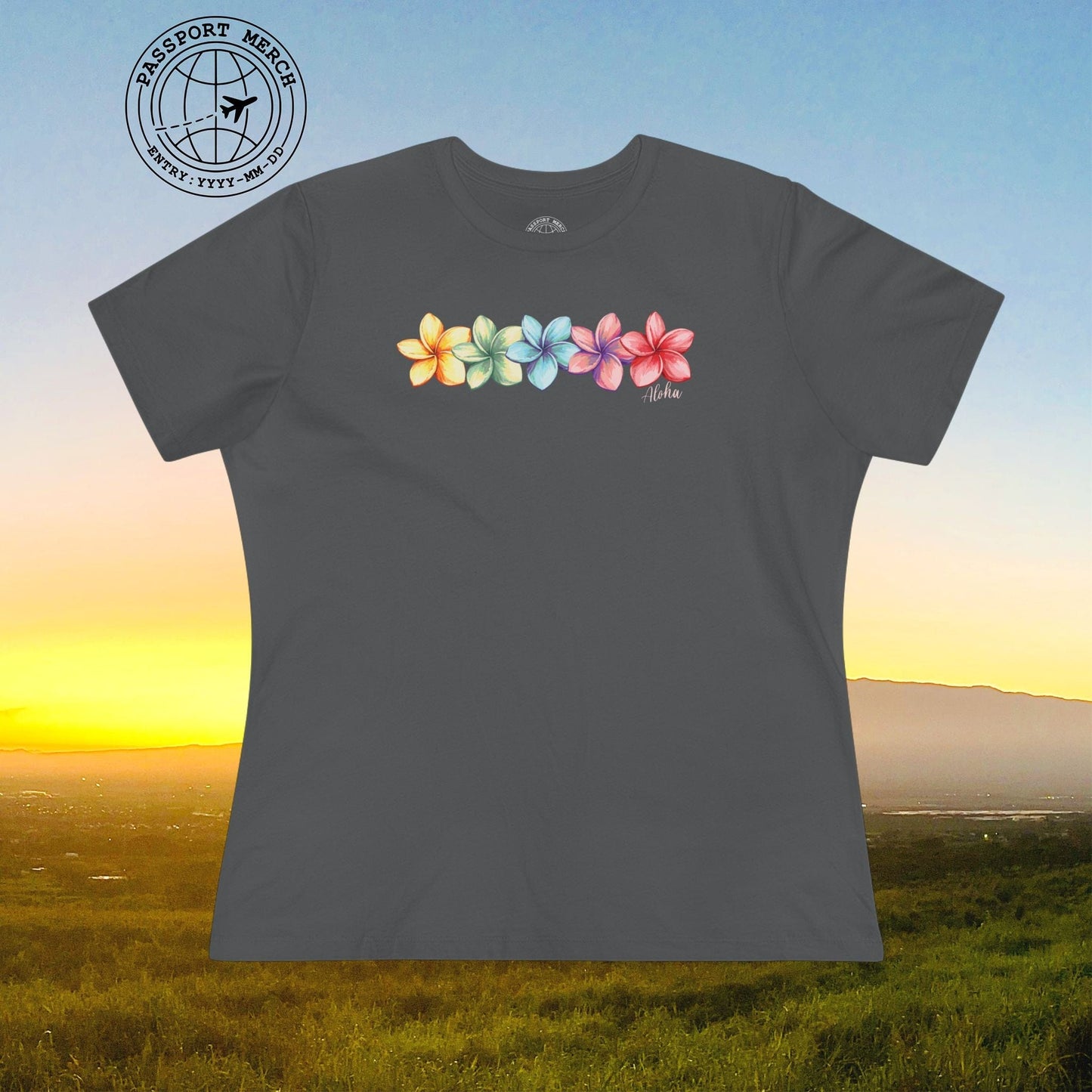 Five Vibrant Plumerias, Hawaii, Womens Fit T-Shirt