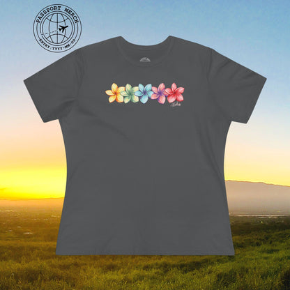 Five Vibrant Plumerias, Hawaii, Womens Fit T-Shirt