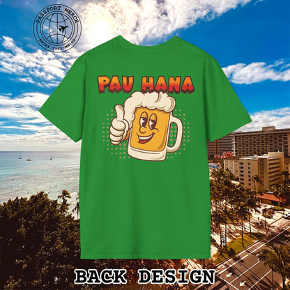 Pau Hana Beer, Hawaii, Back Print T-Shirt