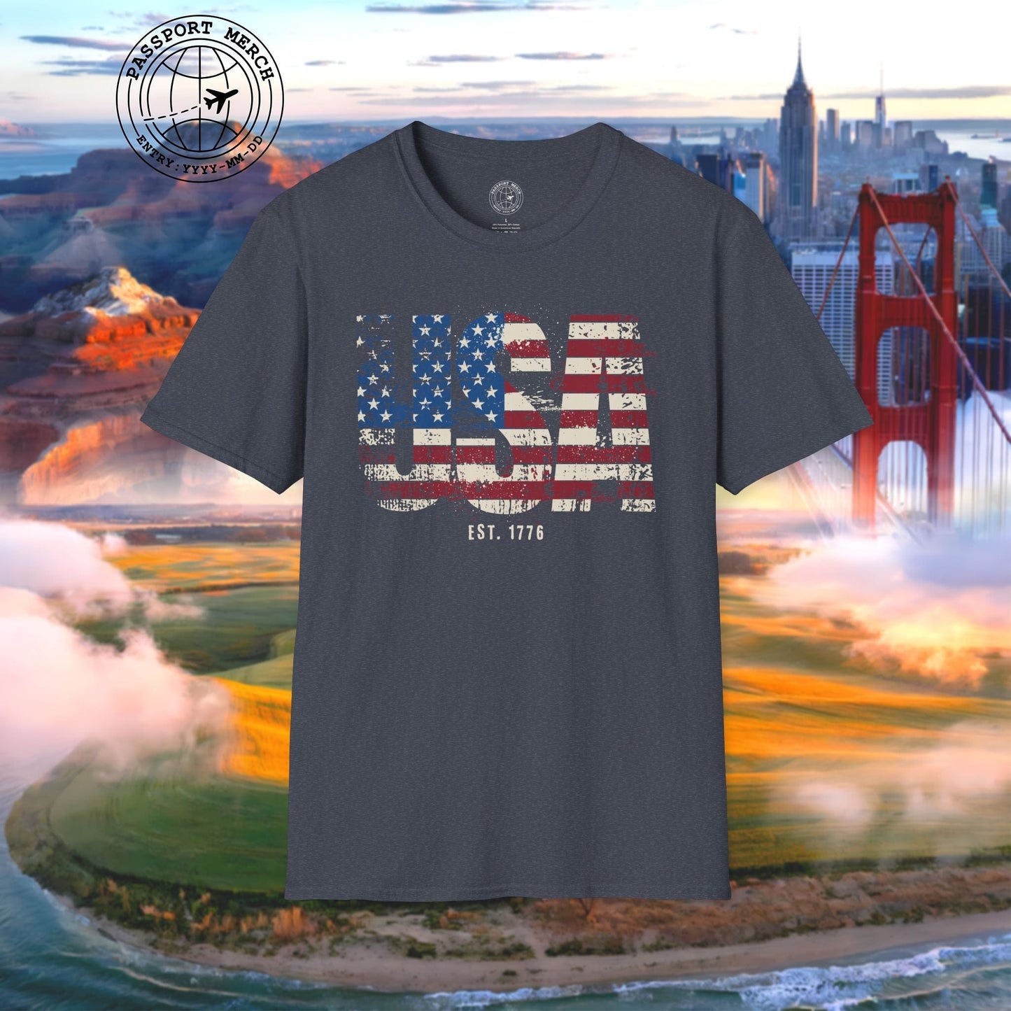 Vintage Distressed USA Letter Flag T-Shirt