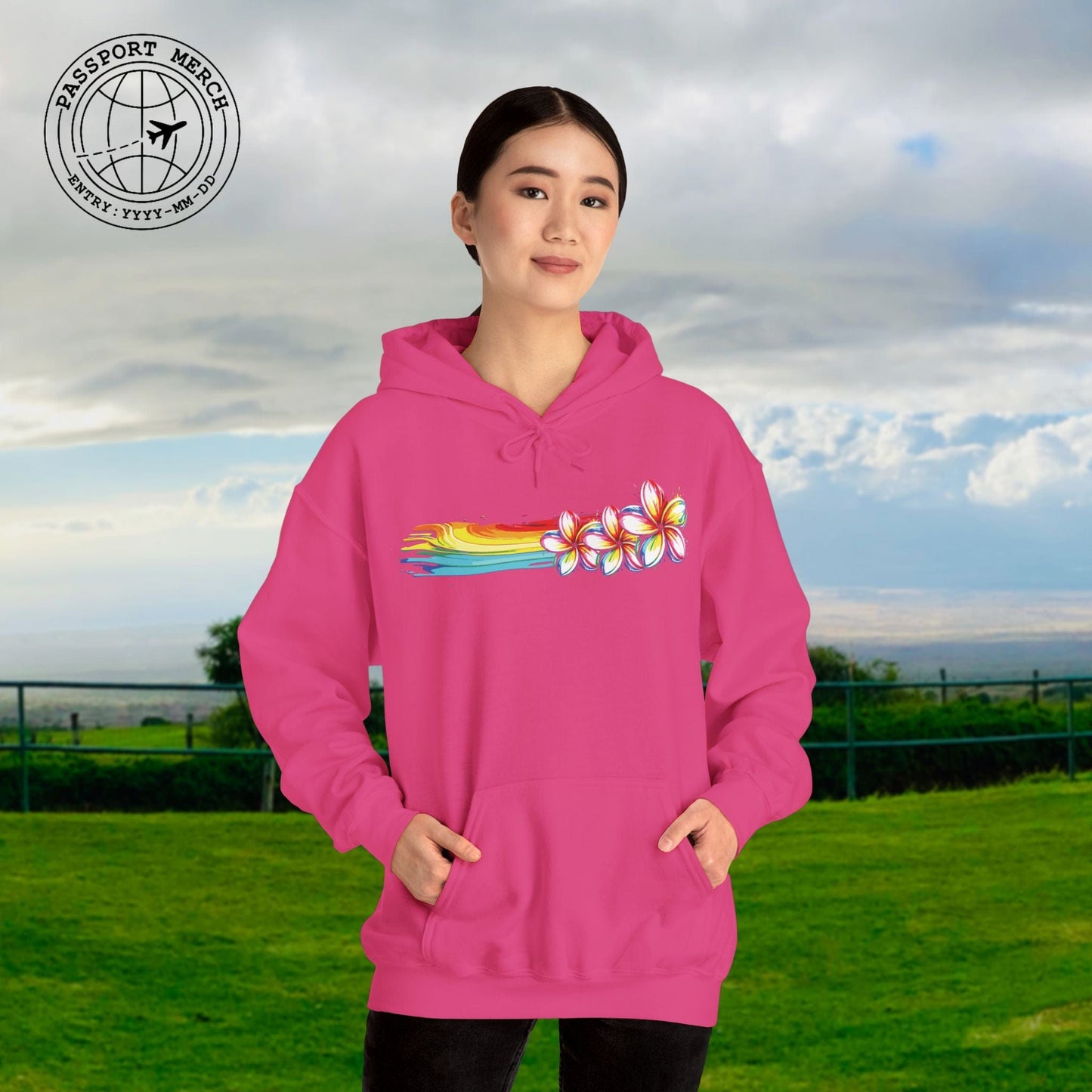 Neon Art Plumeria Rainbow, Hawaii Hoodie