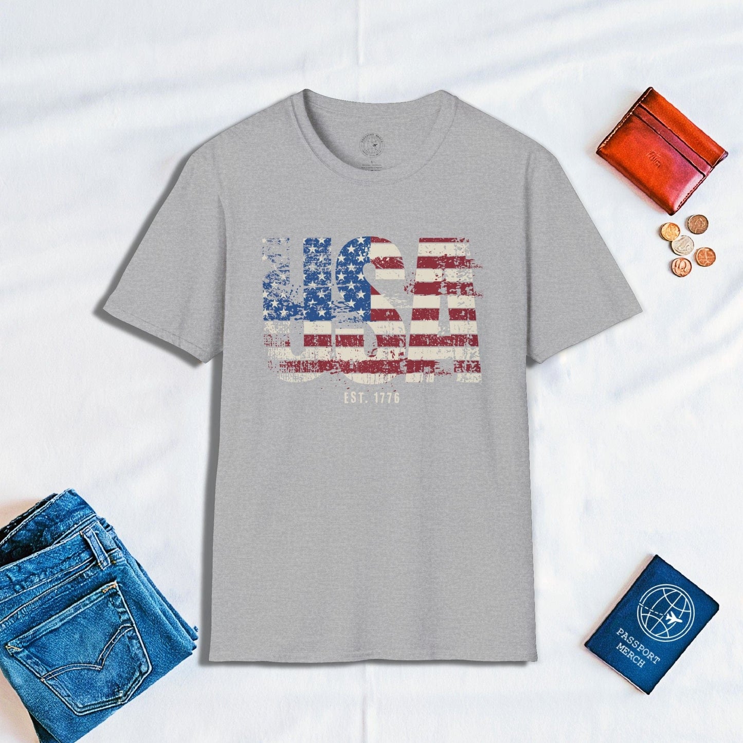 Vintage Distressed USA Letter Flag T-Shirt