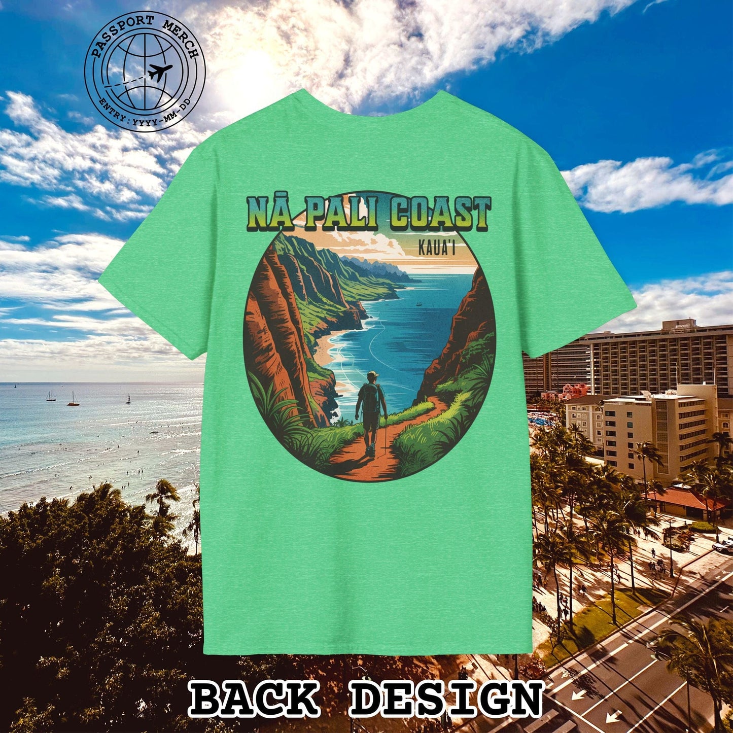 Napali Coast, Kauai, Hawaii, Back Print T-Shirt