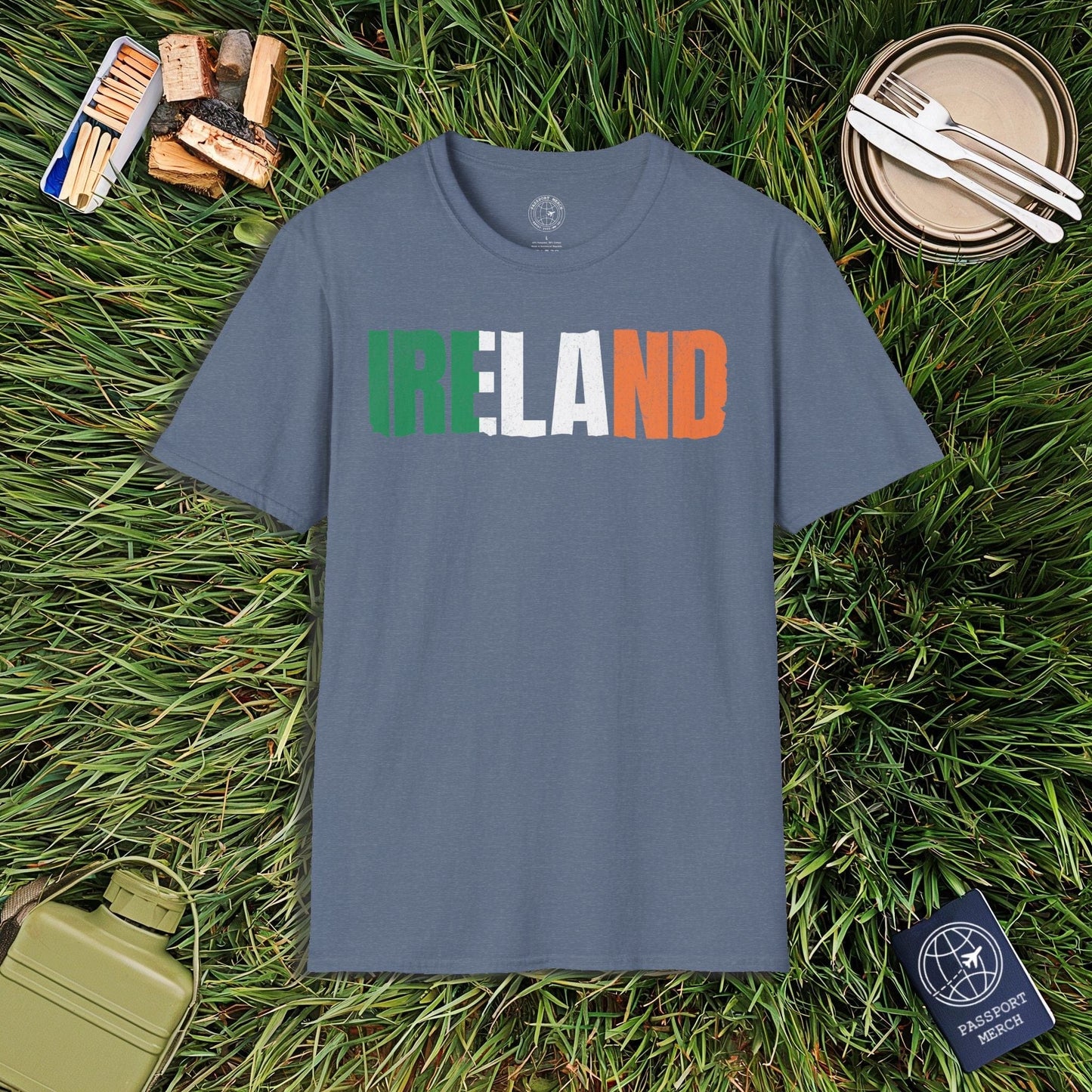 Vintage Ireland Patriotism Letter Flag T-Shirt